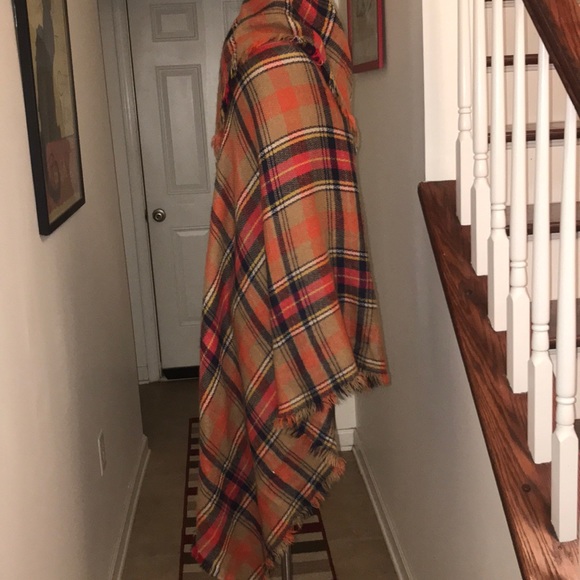 Extra Large Orange Plaid Blanket Scarf 😘😘 - Picture 7 of 8